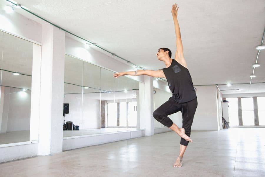 A dance studio in session